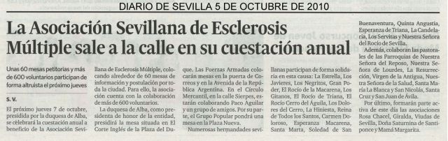 La Asociación Sevillana de EM sale a la calle en su cuestación La Asociación Sevillana de EM sale a la calle en su cuestación