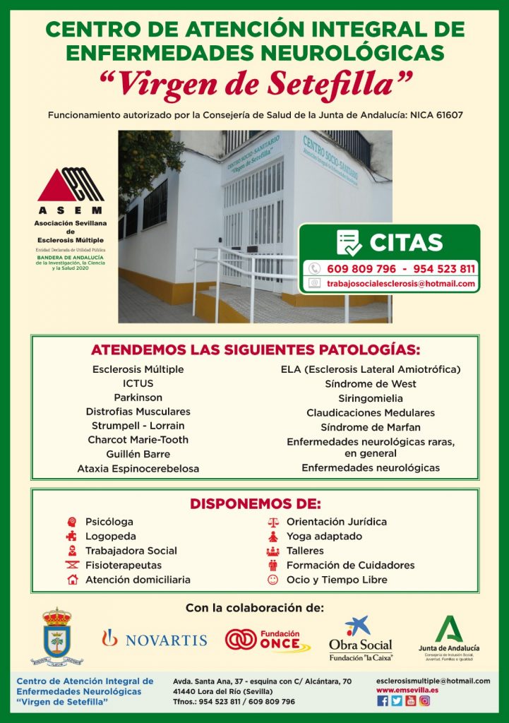 imagen cartel informativo Centro de Atención Integral de Enfermedades  Neurológicas de Lora del Río