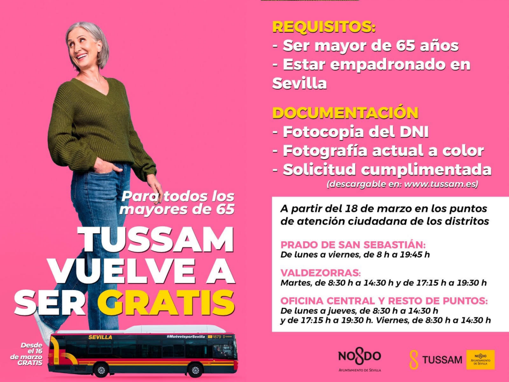 requisitos para pedir tarjeta tussam mayores 65 años