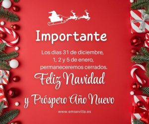 CERRAMOS 31 diciembre, 1, 2 y 5 de enero